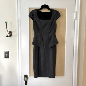 Zara Grey Peplum Pencil Dress - size XS